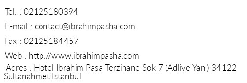 brahim Pasha Hotel telefon numaralar, faks, e-mail, posta adresi ve iletiim bilgileri